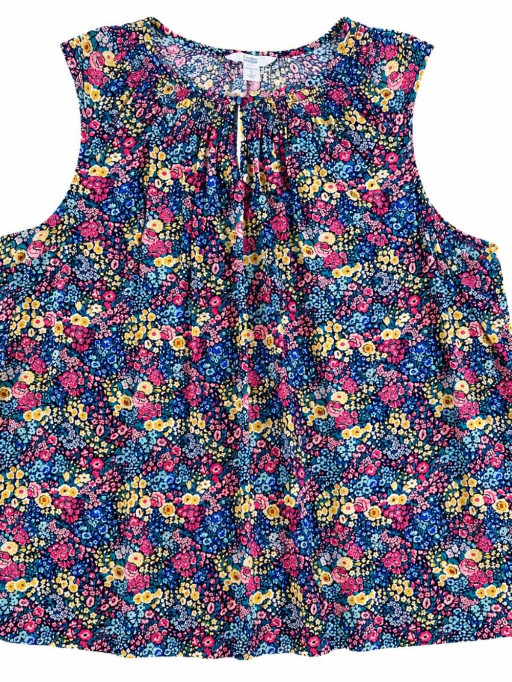 Croft&Barrow Womens Plus 3X Ditsy Floral Rayon Sleeveless Peasant Pleated Blouse